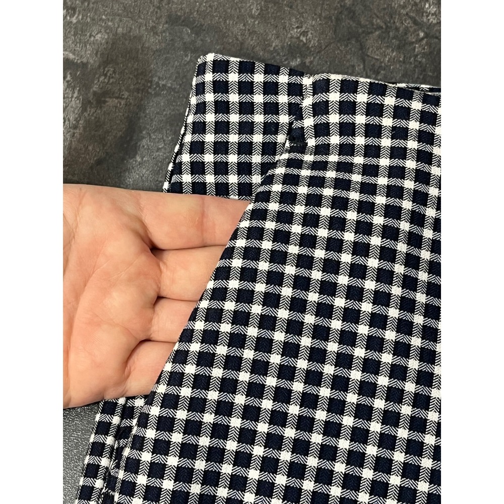 Massimo Fabbro Italy Gingham Pants Womens 8 Navy Slim Stretch Pull On - Picture 9 of 9